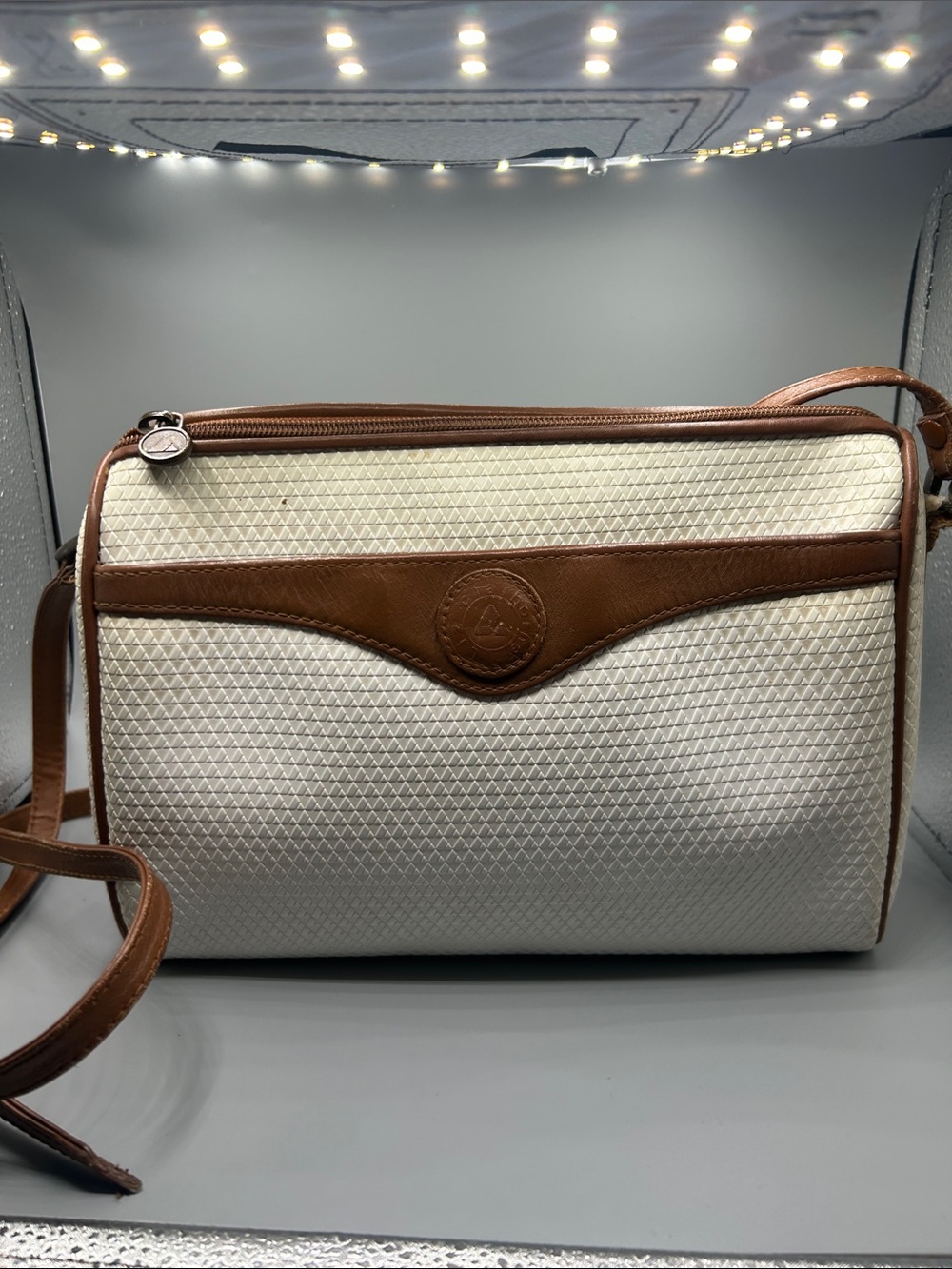 Liz Claiborne Cream and Brown Crossbody Bag